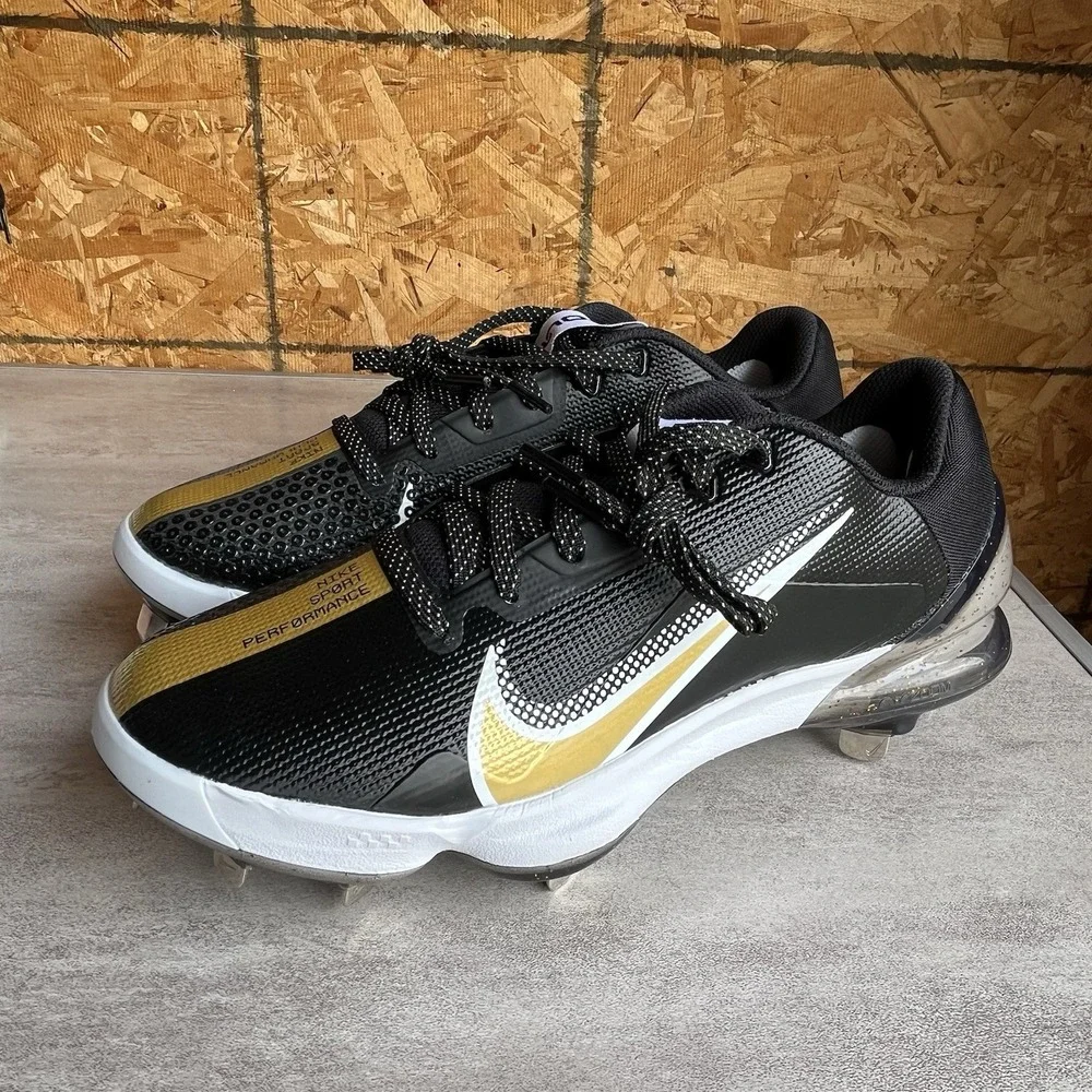 Nike Force Zoom Trout 7 Pro Black Gold White Baseball Cleats CQ7224-012 Men's 8‎